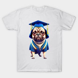 Pawsome Graduation Achievement: Pug in Cap and Gown T-Shirt